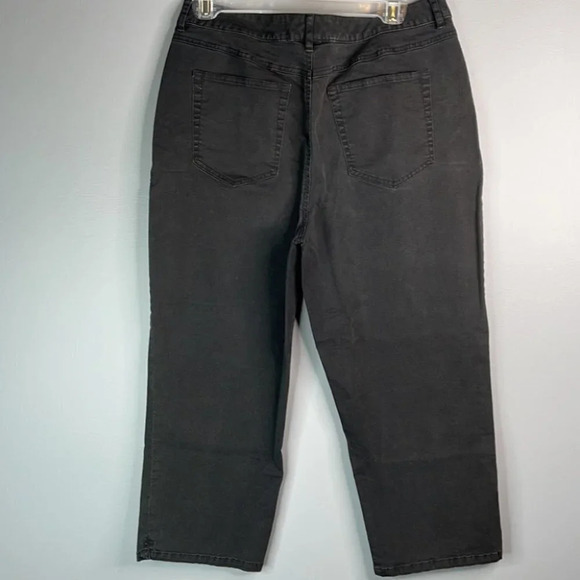 TALBOTS High Waisted Jeans Black Cotton Stretch Loose Fit Cropped Size 10 - Picture 6 of 9